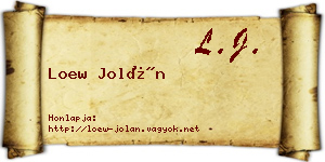 Loew Jolán névjegykártya